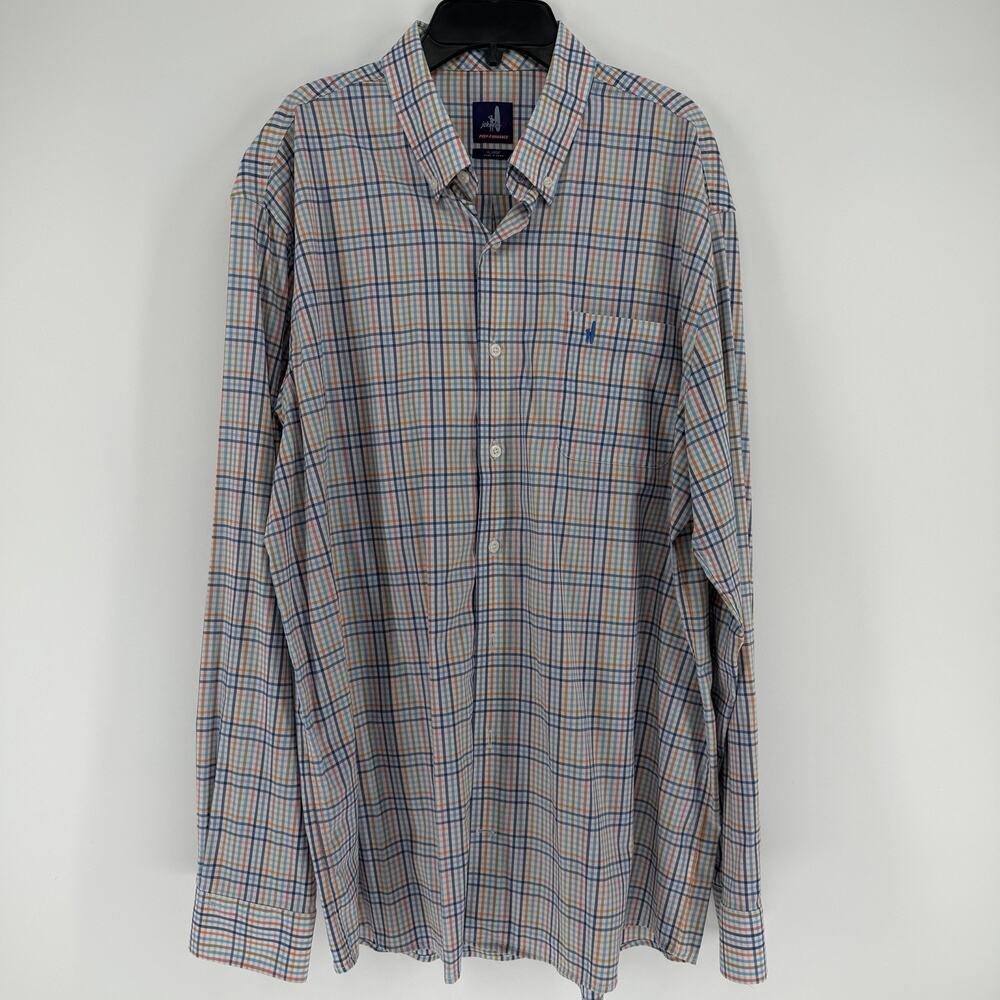 Johnnie-O Racine Shirt Prep-Formance Grid Check Plaid Stretch Button Down Men XL
